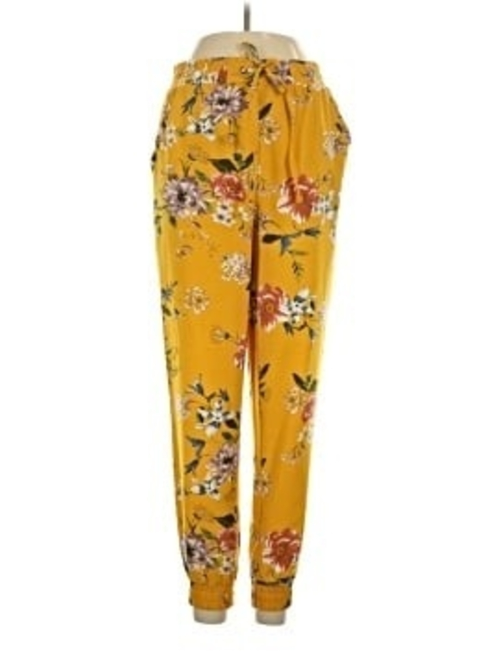Floral Drawstring Jogger Pants in Mustard